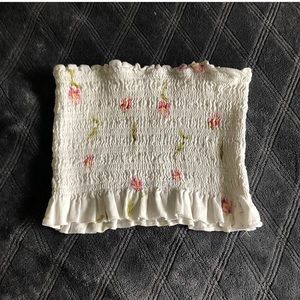 Floral ruched tube top